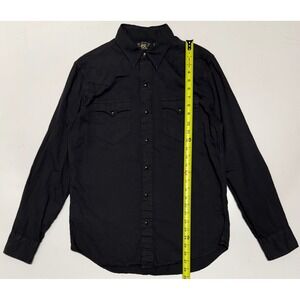 RRL Ralph Lauren Mens Black Cotton Twill Western Snap Shirt Concho Button Small